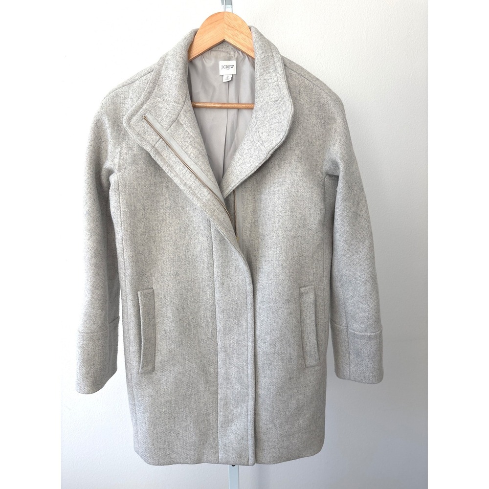 Clean Girl Wool Blend Coat Size 2 Light Grey Stand Collar Chic Winter Jacket - Picture 13 of 13